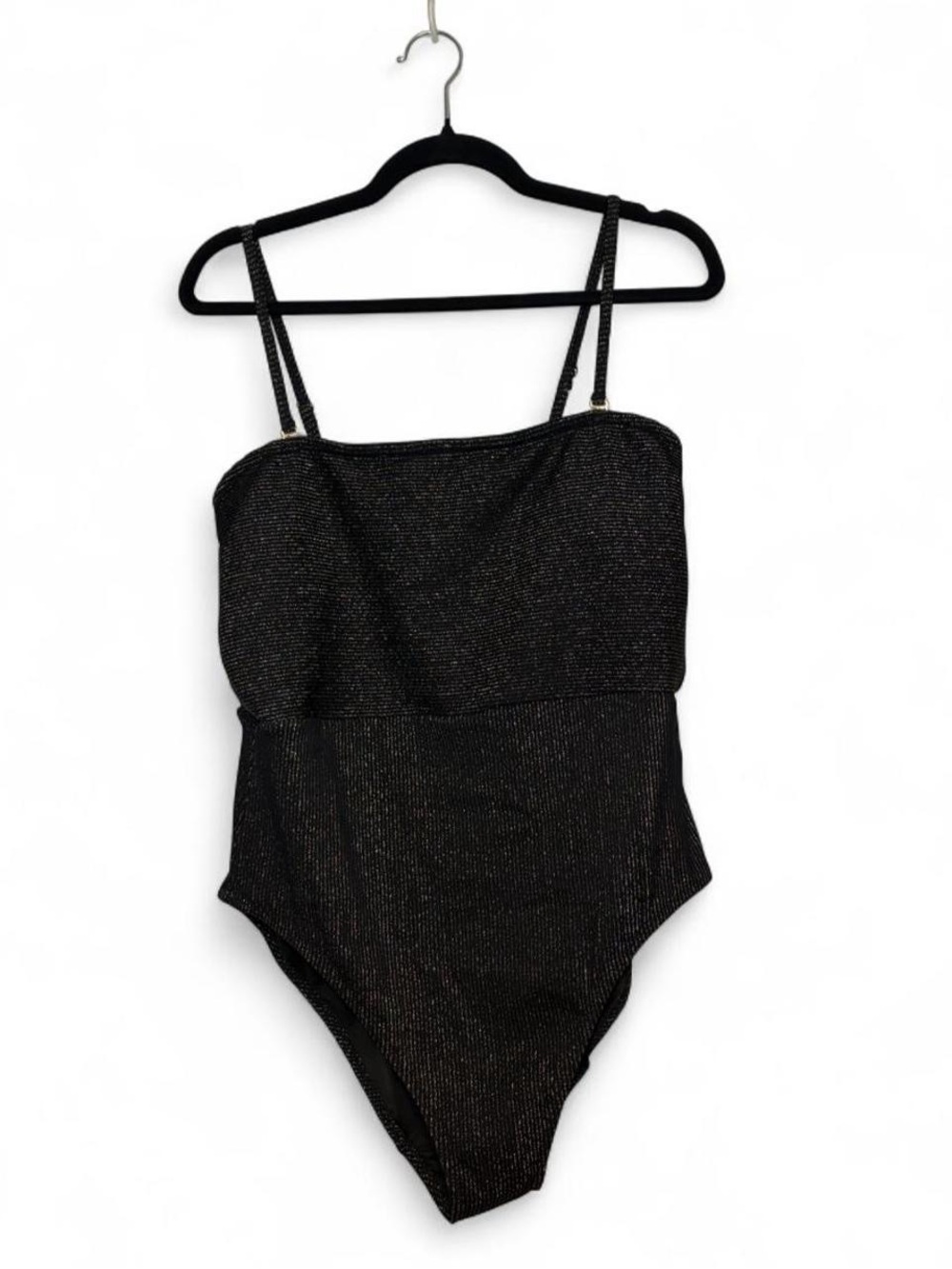 Old Navy Black One Piece Swimsuit +  Gold Thread Details